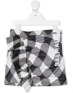 Присборенная клетчатая юбка с логотипом Balmain kids