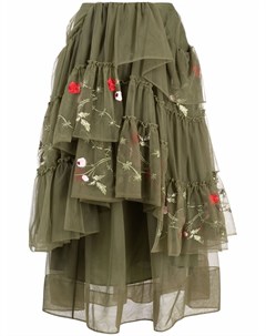 Ярусная юбка из тюля с цветочной вышивкой Simone rocha