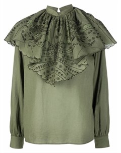 Блузка со сборками и цветочной вышивкой Etro