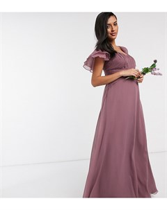 Пыльно лиловое платье макси с короткими рукавами ASOS DESIGN Maternity Bridesmaid Asos maternity