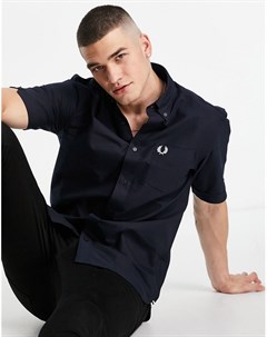 Темно синяя оксфордская рубашка с короткими рукавами Fred perry