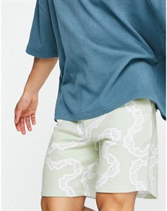 Свободные шорты мятного цвета со сплошным цветочным принтом от комплекта ASOS Daysocial Asos design