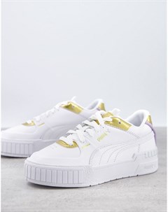 Белые кроссовки с золотистыми вставками Cali Sport Puma