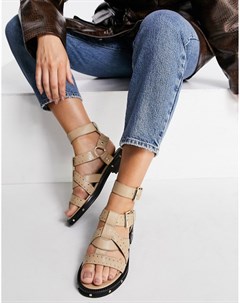 Бежевые сандалии из кожи премиум класса на толстой подошве Fernanda Asos design