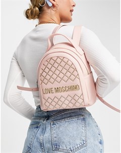 Розовый стеганый рюкзак мини с логотипом Love moschino