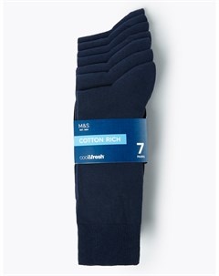 Однотонные хлопковые носки с технологиями Freshfeet и Cool Comfort 7 пар Marks & spencer