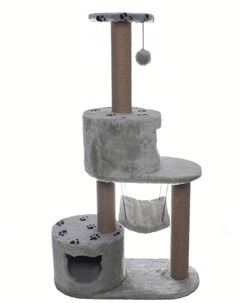 Комплекс когтеточка Ротонда серый джут для кошек 72 х 36 х 127 см Серый Yami-yami