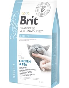 Сухой корм Veterinary Diet Cat Grain Free Obesity при избыточном весе и ожирении для кошек 2 кг Кури Brit*