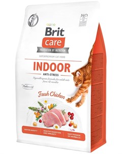 Сухой корм Care Cat GF Indoor Anti stress Антистресс для взрослых домашних кошек 400 г Brit*