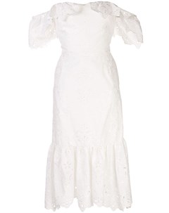 Платье миди с английской вышивкой Marchesa notte