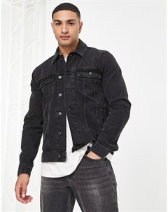 Выбеленная черная джинсовая куртка классического кроя Asos design