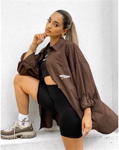 Oversized рубашка с открытой спиной шоколадного цвета ASOS Weekend Collective Asos design