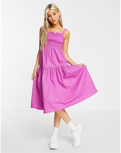 Фиолетовое платье миди со сборками спереди Violet romance