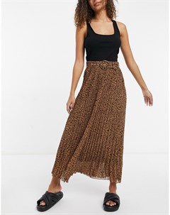 Плиссированная юбка миди с поясом и леопардовым принтом Style cheat
