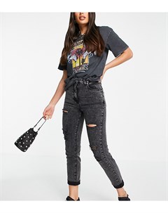 Черные выбеленные джинсы в винтажном стиле с эффектом потертости Parisian tall