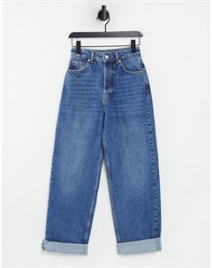 Синие выбеленные oversized джинсы в винтажном стиле One Topshop