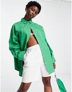 Поплиновая oversized рубашка цвета зеленого яблока Topshop