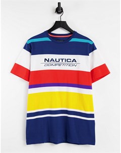 Многоцветная футболка с полосатым узором зебра Nautica competition