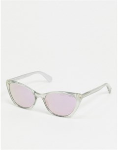 Солнцезащитные очки кошачий глаз с розовыми стеклами и прозрачной оправой Marc jacobs