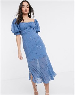 Платье миди с заклепками и вышивкой ришелье Asos design