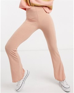 Розовые расклешенные брюки в рубчик Miss selfridge