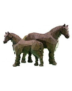 Деревянный конструктор Лошадь с жеребенком с набором карандашей Uniwood