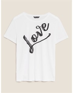 Свободная футболка с слоганом Love и круглым вырезом Marks Spencer Marks & spencer