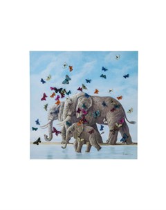 Картина elefants with butterflys мультиколор 120x120x4 см Kare