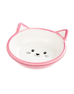 Миска для кошек 13 см с ушками розовая керамика Petmax