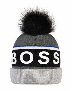 Шапка бини вязки интарсия с логотипом Boss kidswear