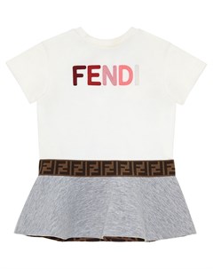 Расклешенное платье с логотипом Fendi kids