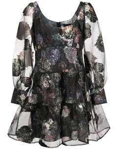 Ярусное платье мини с цветочным принтом Marchesa notte