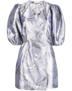 Жаккардовое платье с пышными рукавами Ganni