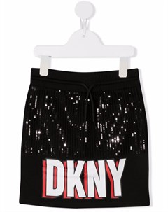 Юбка с пайетками и логотипом Dkny kids