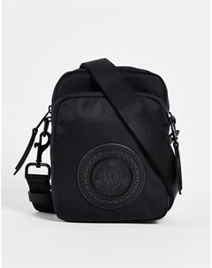 Черная дорожная сумка с прорезиненным логотипом Versace jeans couture