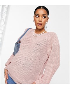 Светло розовый джемпер с объемными рукавами New look maternity