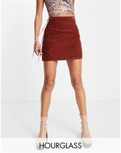 Мини юбка из вельвета красно коричневого цвета с завышенной талией Hourglass Asos design