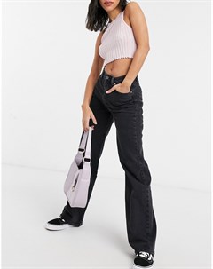 Черные выбеленные винтажные джинсы в стиле 90 х Stradivarius