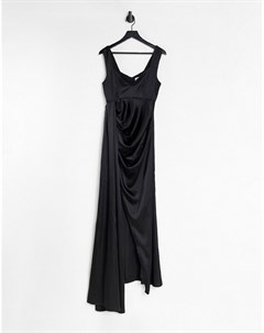 Черное платье мидакси с вырезом сердечком Yaura
