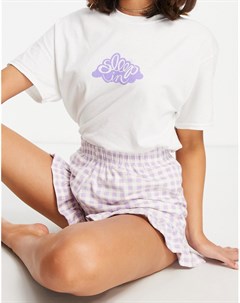 Фиолетовый пижамный комплект в клетку Heartbreak