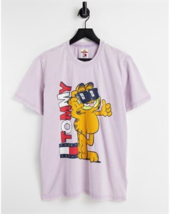 Сиреневая футболка в стиле унисекс с принтом на спине X Garfield Tommy jeans
