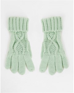 Трикотажные перчатки мятного цвета с узором коса Boardmans