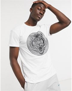 Белая футболка с принтом льва Premium Jack & jones