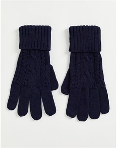 Вязаные косами перчатки темно синего цвета Boardmans