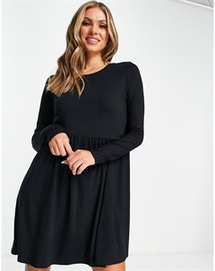 Черное платье мини с длинными рукавами In the style