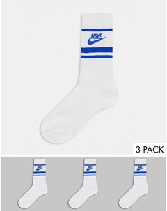 Набор из 3 пар белых носков с синей отделкой Essentials Nike