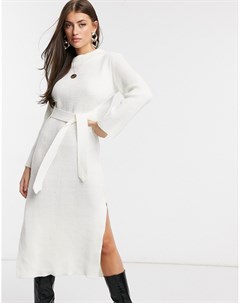 Белое платье водолазка макси Unique21