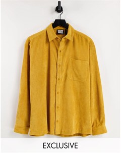 Коричневато желтая вельветовая рубашка в стиле унисекс Inspired Reclaimed vintage