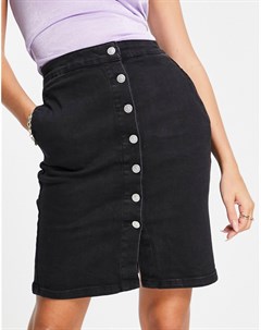 Черная джинсовая юбка миди с пуговицами спереди Na-kd