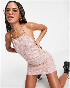 Платье мини с завязкой через шею и винтажным цветочным принтом Motel